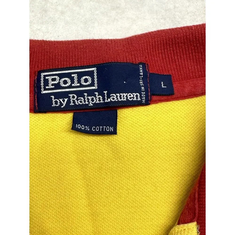 VINTAGE POLO RALPH LAUREN Men’s Size Large Color block Short Sleeves‎ Red Yellow